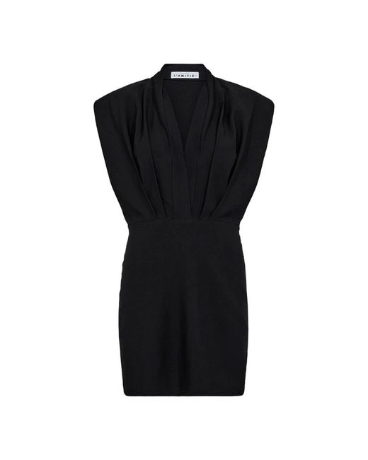 Haute L'Amitié Zwarte Crop Drape Jurk in het Black