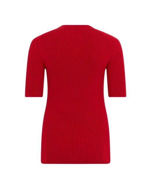 Prada Red Gerippter Kurzarm-Pullover
