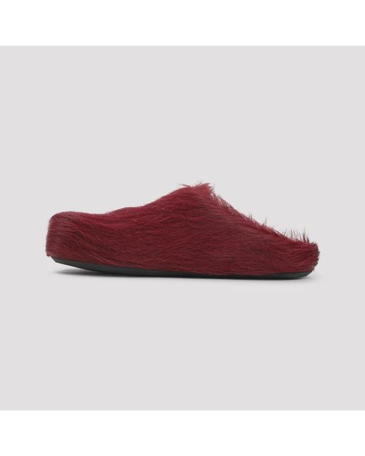 Marni Schoenen ,Bruin ,Leer Fussbett Sabot in het Red