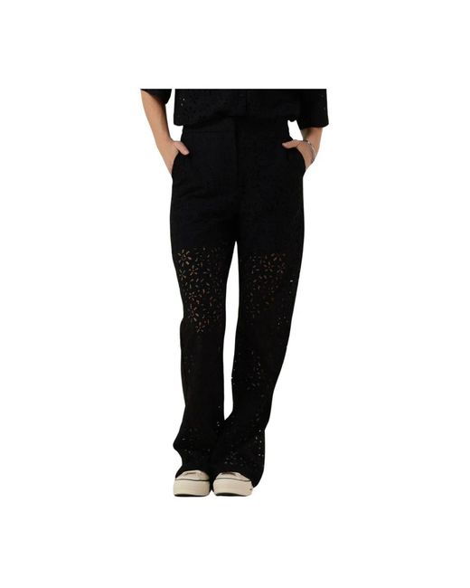 SELECTED Broeken ,Zwart ,Flared Kanten Broek in het Black