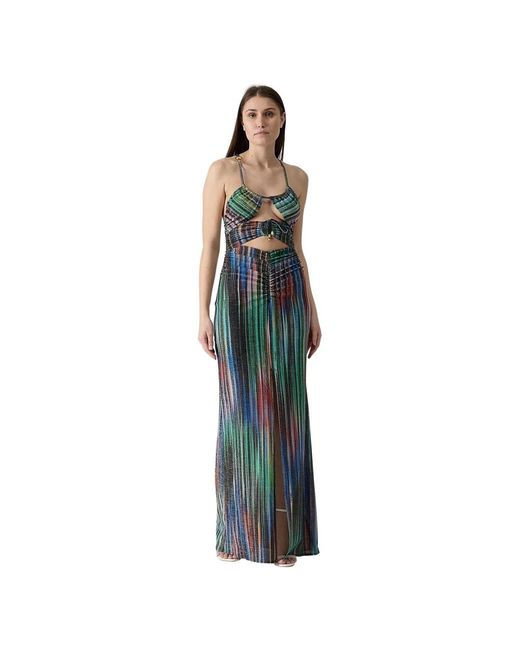 Just Cavalli Kleedjes ,Veelkleurig ,Polyester Lurex Jersey Maxi Jurk in het Green