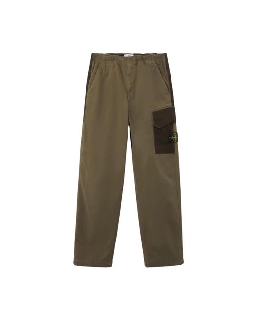 Stone Island Green Straight Trousers for men