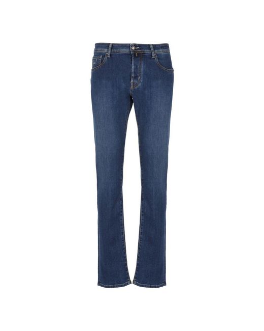 Jacob Cohen Blaue Baumwolljeans Mit Logopatch in Blue für Herren