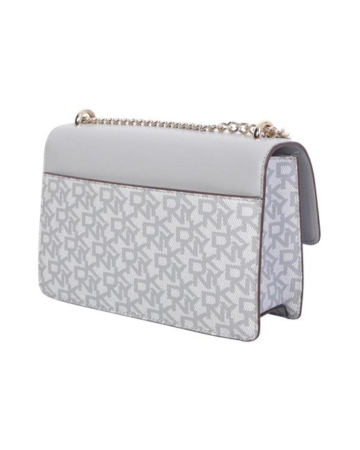 DKNY Metallic Graue Synthetikleder-Schultertasche