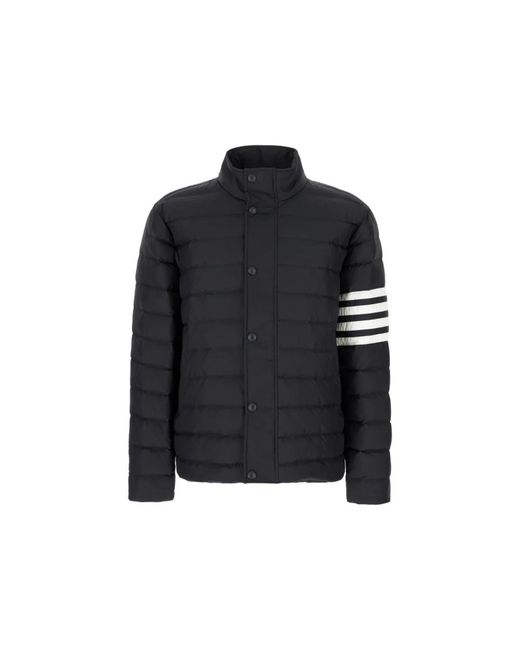 Thom Browne Jassen ,Blauw ,Leer Hooded Down Jacket in het Black voor heren