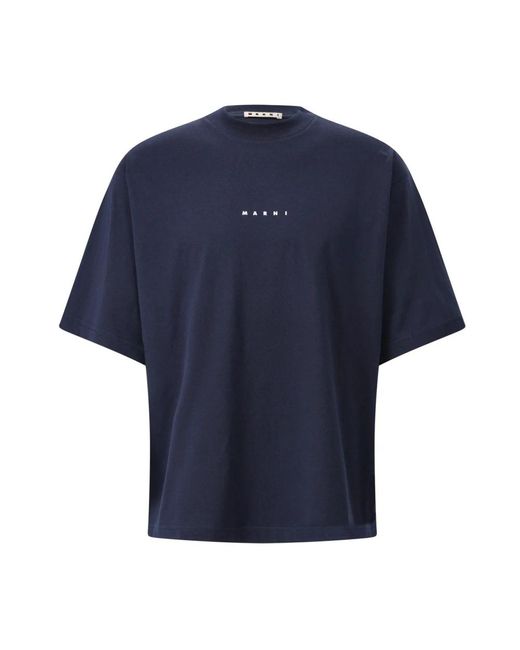 Marni Logo Oversized Tee Casual Essential in Blue für Herren