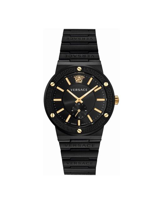 Greca logo orologio nero oro di Versace in Black da Uomo