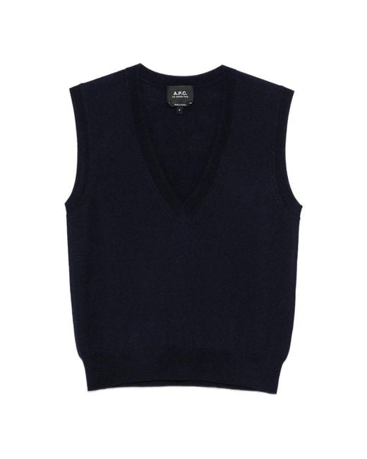 A.P.C. Blue V-Neck Knitwear