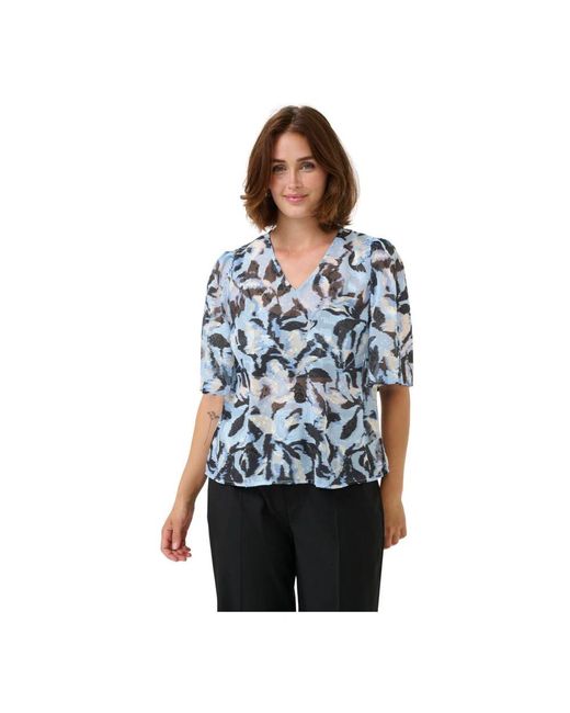 Kaffe Blue Bluse Mit Blumenmuster
