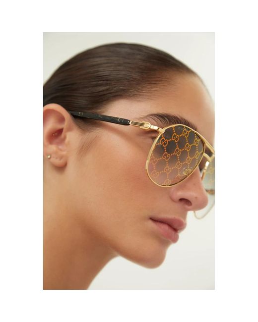 Gucci Green Vintage-inspirierte oversize piloten sonnenbrille