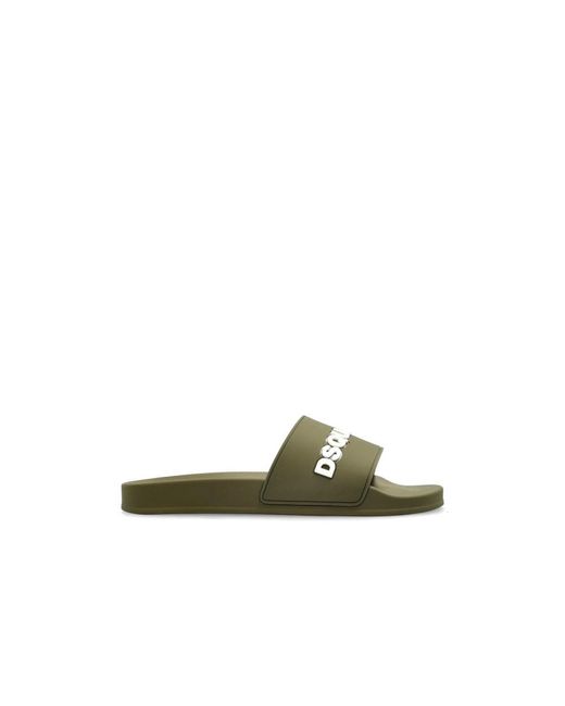 DSquared² Rubber Slides Mit Logo in Green für Herren