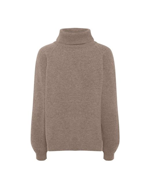 Gestuz Truien & Vesten ,Bruin ,Wol Zachte Wollen Coltrui Chestnut Melange in het Brown