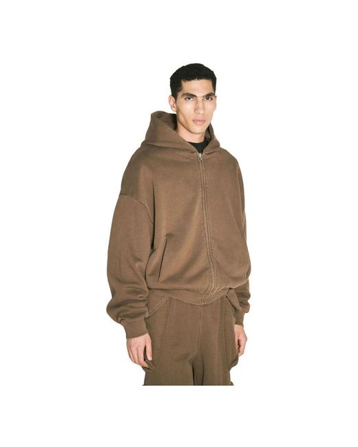 Entire studios Gewaschener baumwollfleece kapuzenpullover in Brown für Herren