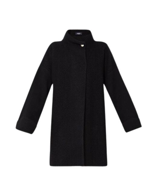 Cappotto nero chevron maglia di Liu Jo in Black