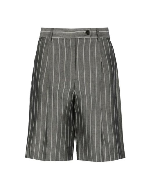 Antonelli Gray Gestreifte leinen bermuda shorts