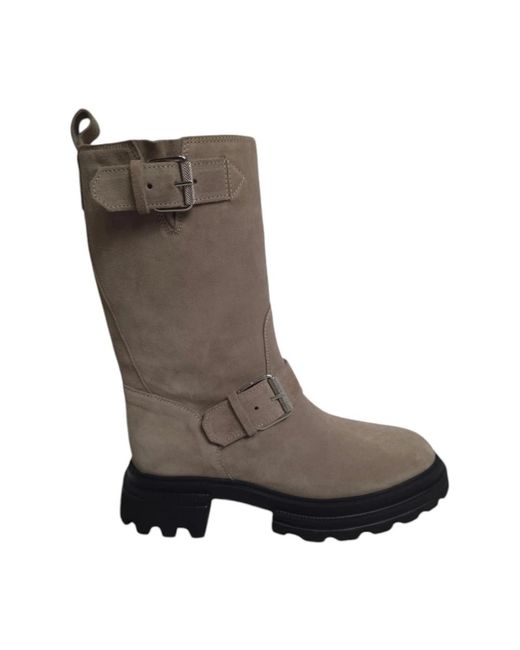 Hogan Schoenen ,Suède Biker Boots in het Brown