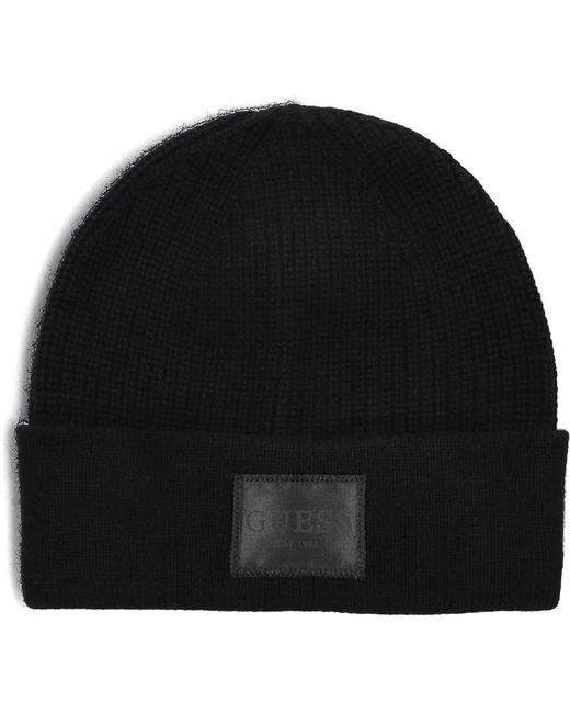 Guess Black Schwarze Brenton Beanie Für Stilvolle Wärme