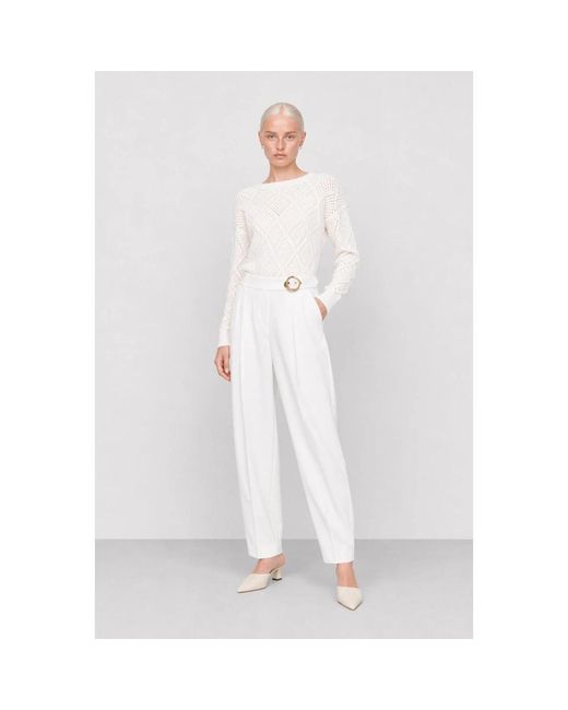 Kocca Broeken ,Wit ,Leer Jeff Plissé Broek in het White