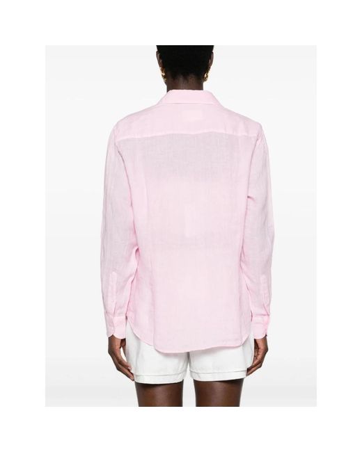 Mc2 Saint Barth Pink Rosa leinen klassisches hemd