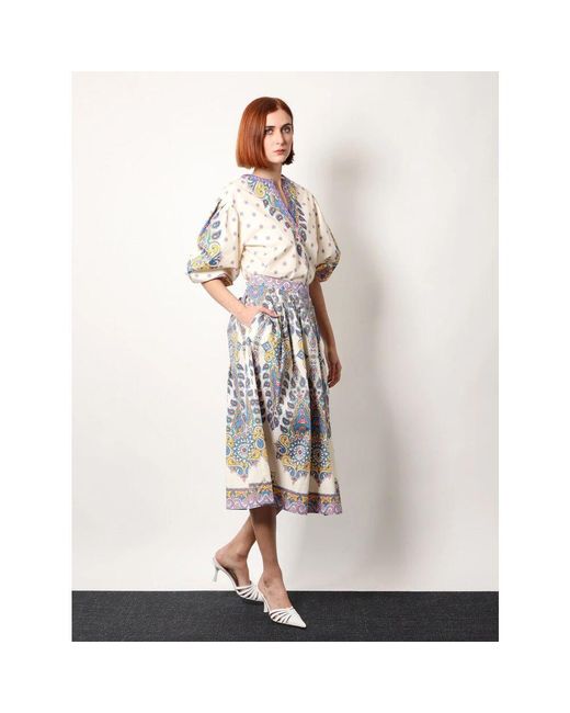 Falda De Algodón Estampado, Mujer, Talla Etro de color Blue