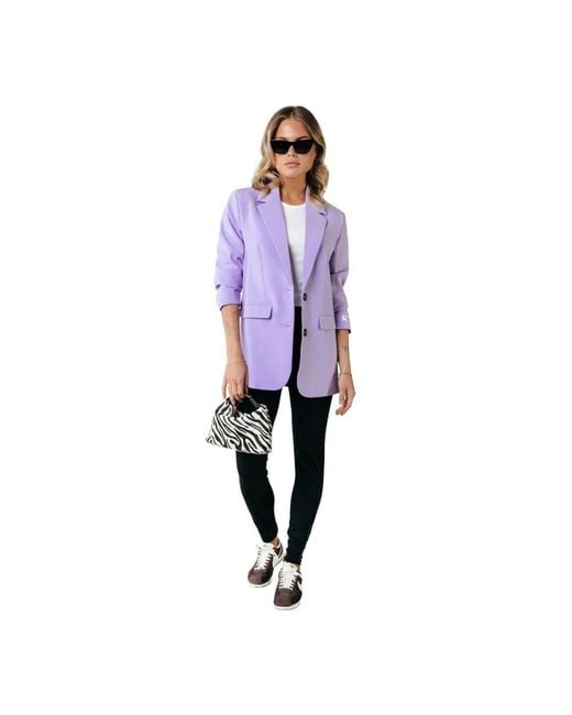 Colourful Rebel Purple Oversized Blazer Mit Knopfverschluss