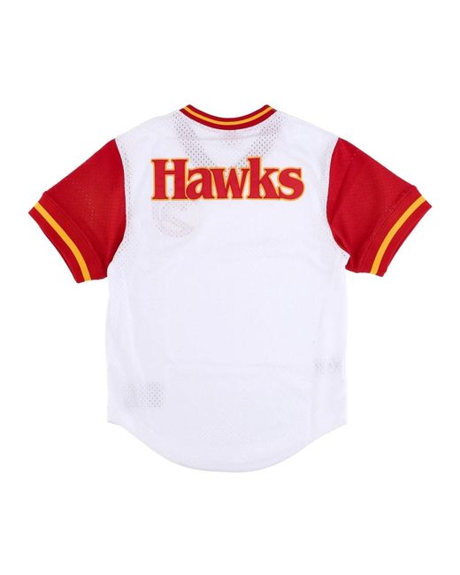 Mitchell & Ness Fitness ,Veelkleurig ,Polyester Atlanta Hawks Mesh V-Hals Jersey in het Red voor heren