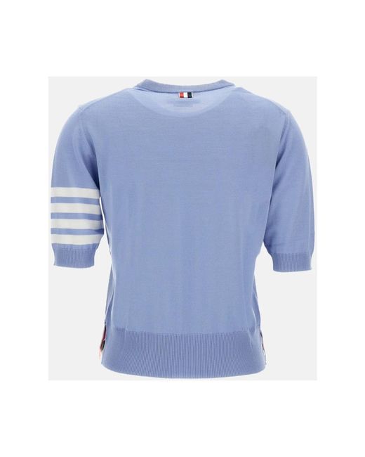 Thom Browne Blue Round-Neck Knitwear
