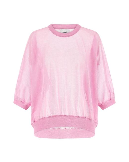 Nude Pink Round-Neck Knitwear