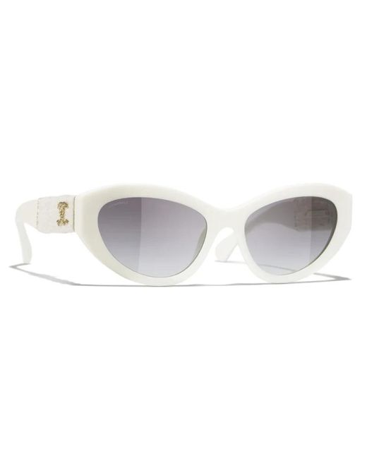 Chanel White Graue gradienten-sonnenbrille mit weißem rahmen