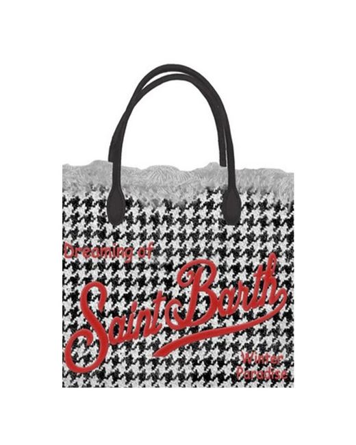 Mc2 Saint Barth Red Grüne und marineblaue pied-de-poule-handtasche