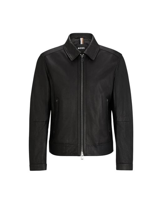 Boss Black Leather Jackets for men