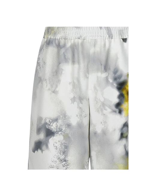 Alexander McQueen Weiße shorts mit obscured flower print in Gray für Herren