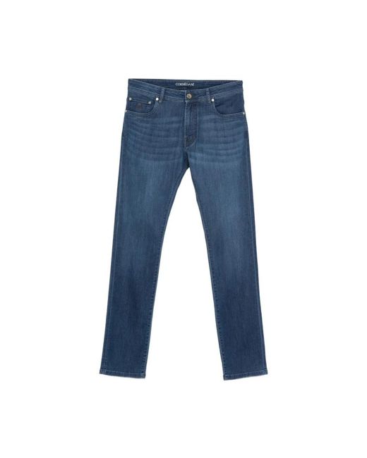 Corneliani Jeans ,Blauw ,Denim Straight Jeans in het Blue voor heren