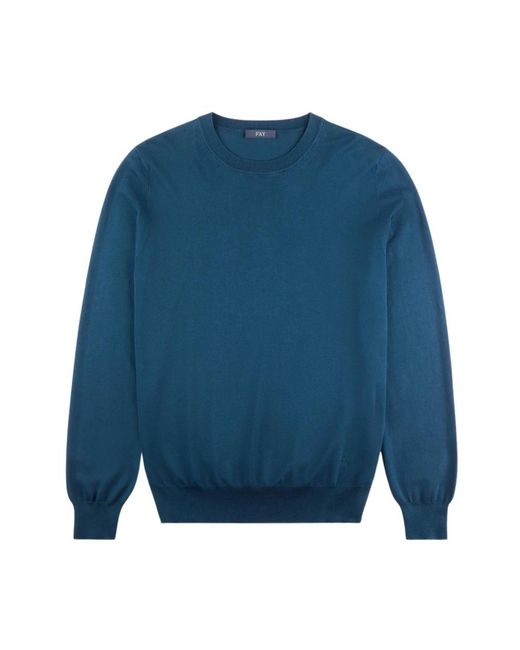 Fay Maglia Girocollo in het Blue voor heren
