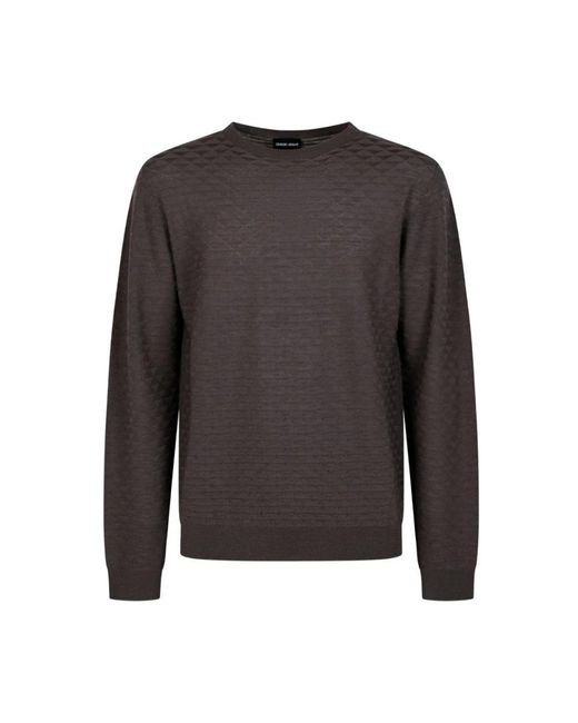 Giorgio Armani Gray Round-Neck Knitwear for men
