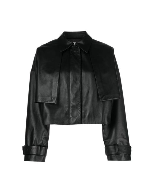 Calvin Klein Black Leather Outerwears