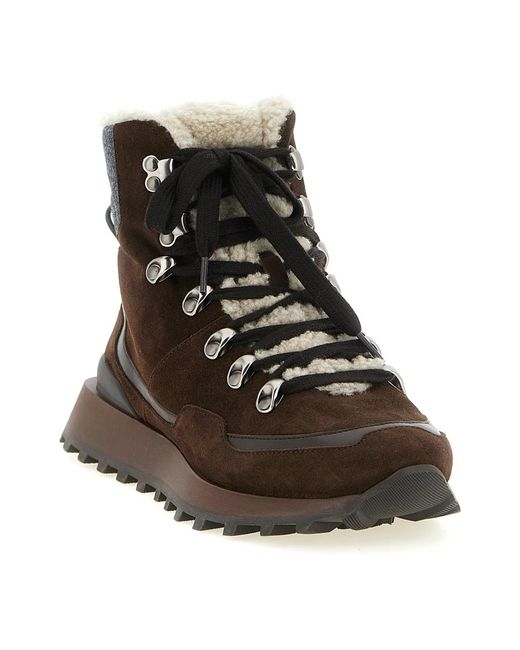 Brunello Cucinelli Brown Lace-Up Boots