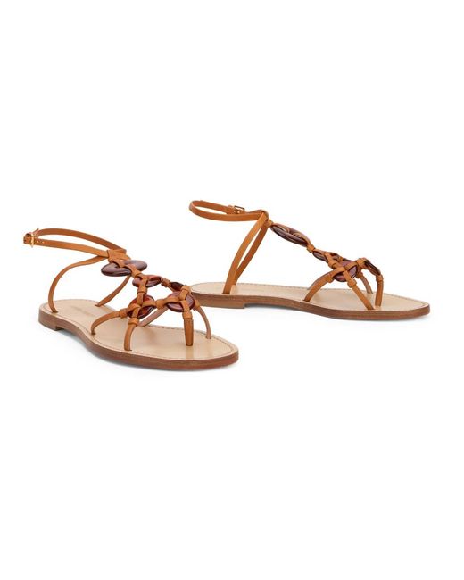 Alberta Ferretti Brown Flat Sandals