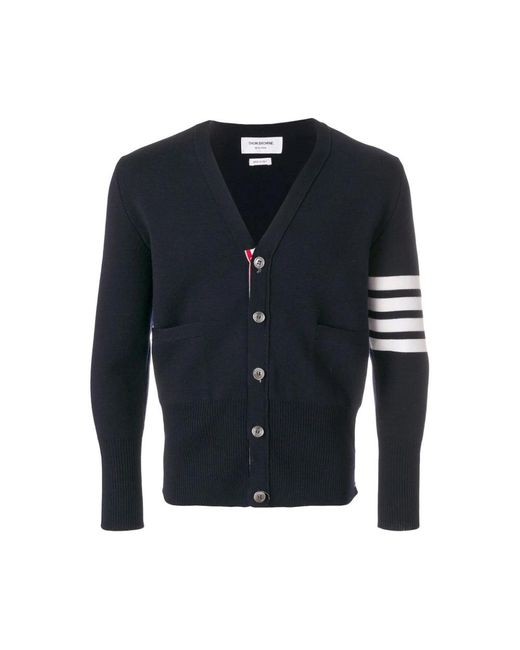 Thom Browne Marineblauer Woll V-Ausschnitt Pullover in Blue für Herren