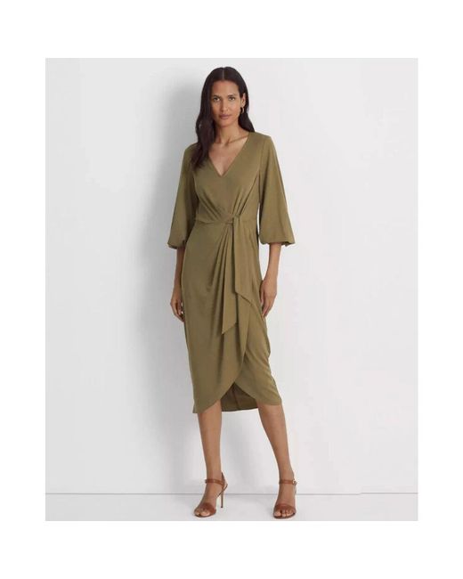 Ralph Lauren Green Grünes midikleid mit gürtel