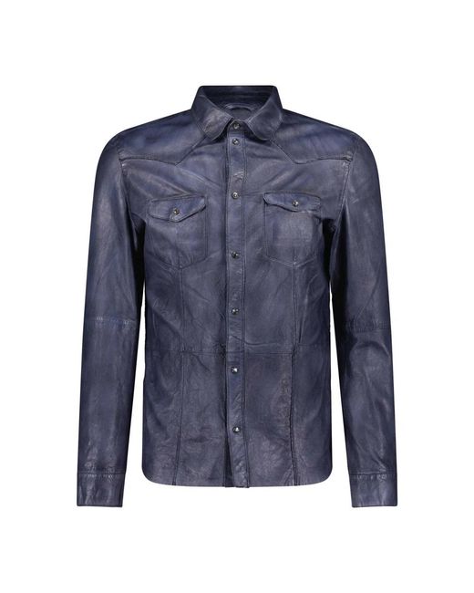 Gimo's Blue Leather Jackets for men