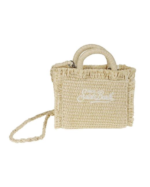 Mc2 Saint Barth Natural Bestickte Stroh Vanity Tasche