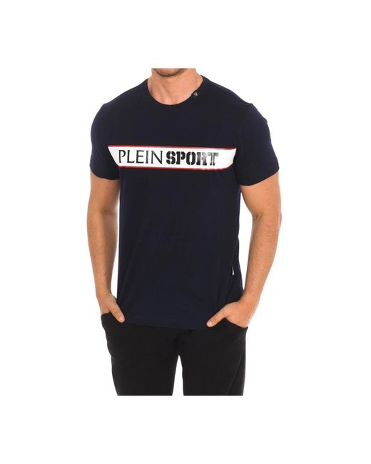 Philipp Plein Fitness ,Blauw ,Katoen T-Shirt Met Korte Mouwen En Merkprint in het Blue voor heren