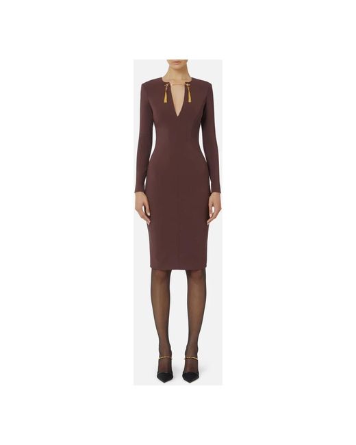 Midi Dresses Elisabetta Franchi de color Purple