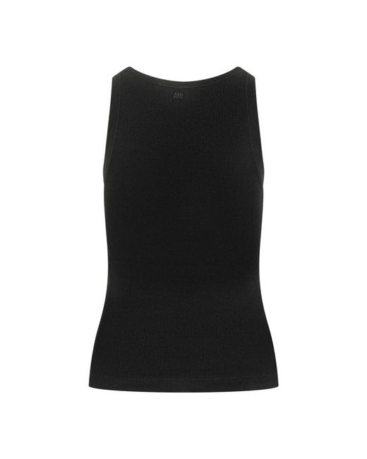 AMI Black Sleeveless Tops