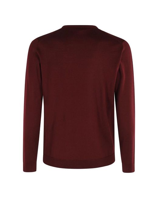 Roberto Collina Bordeaux Langarm Rundhals Pullover in Red für Herren