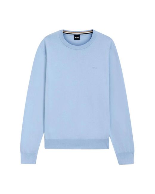 Boss Blue Round-Neck Knitwear for men