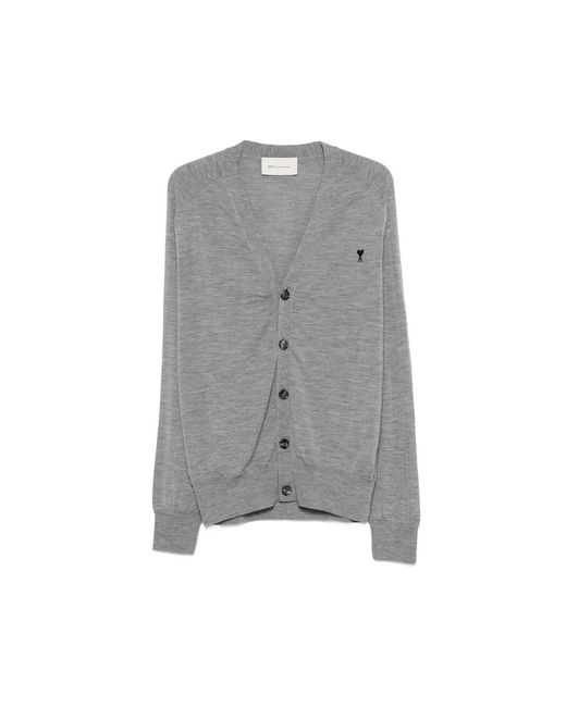 AMI Button V-Neck Cardigan in het Gray voor heren