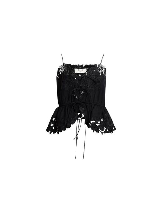 Sleeveless Tops Sea en coloris Black