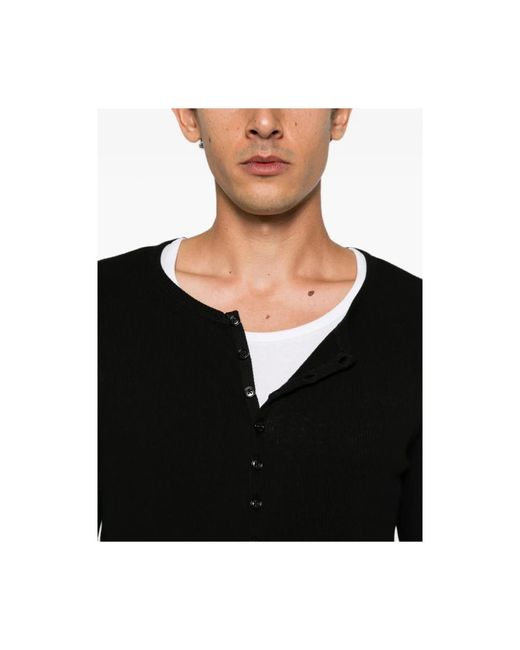 Ann Demeulemeester Black Long Sleeve T-Shirts for men